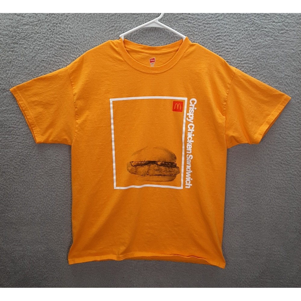 McDonalds Shirt Adult Large Yellow Employee Uniform Crispy Chicken Sandwich